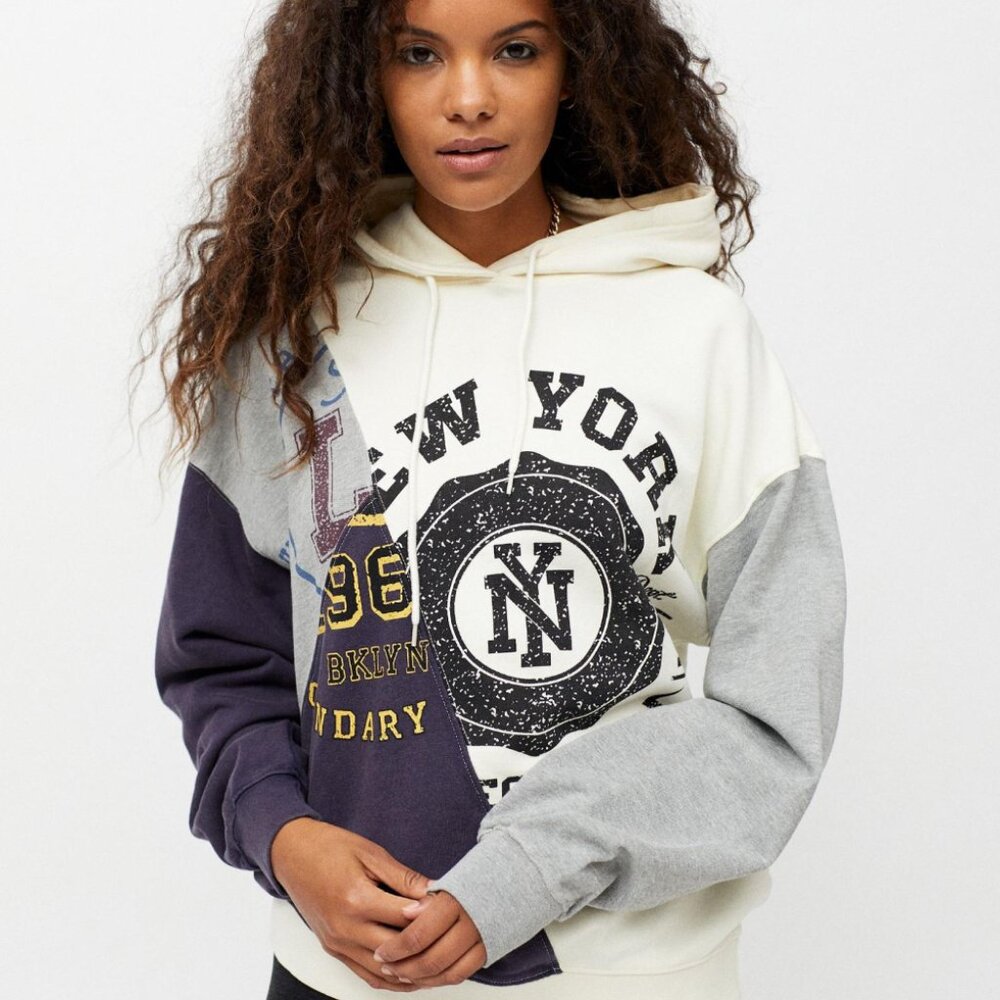 URBAN OUTFITTERS New York Colorblock Hoodie Sweatshirt